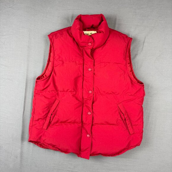 VTG Eddie Bauer Vest Womens Medium Red Puffer Goose Down Full Zip Hiking Outdoor - Picture 1 of 5